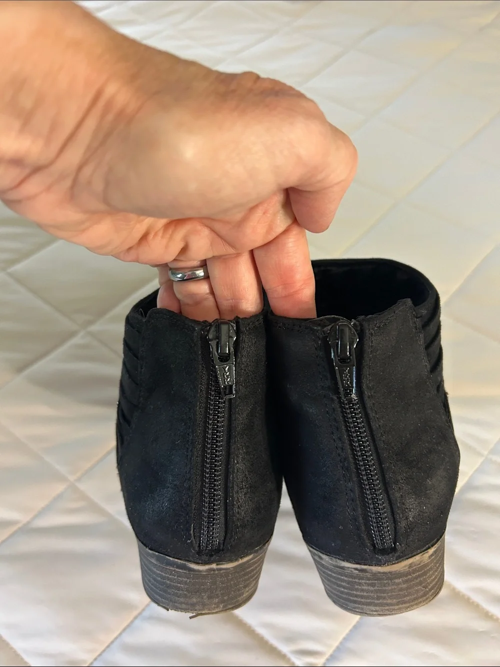 SO Black Faux Suede Studded Wrap Ankle Booties